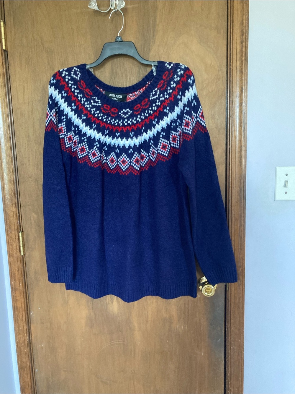 Inner circle crewneck sweater with fair isle like print casual business size 3X - Picture 5 of 17